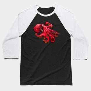 Octopus Red Baseball T-Shirt